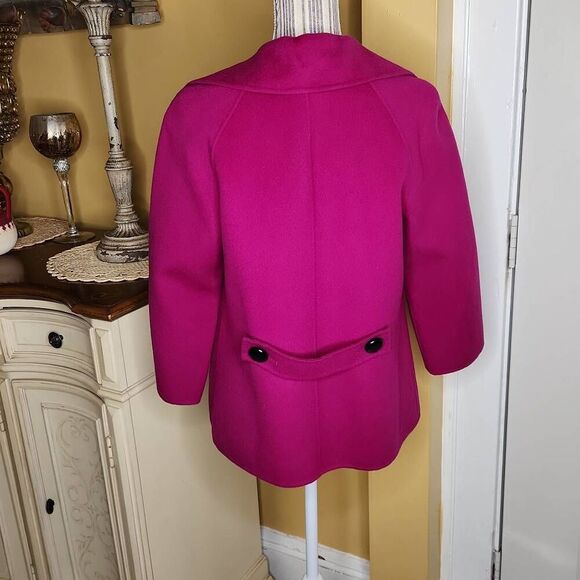 Vintage Talbots collection fuschia wool and angora coat women's medium - Picture 6 of 8